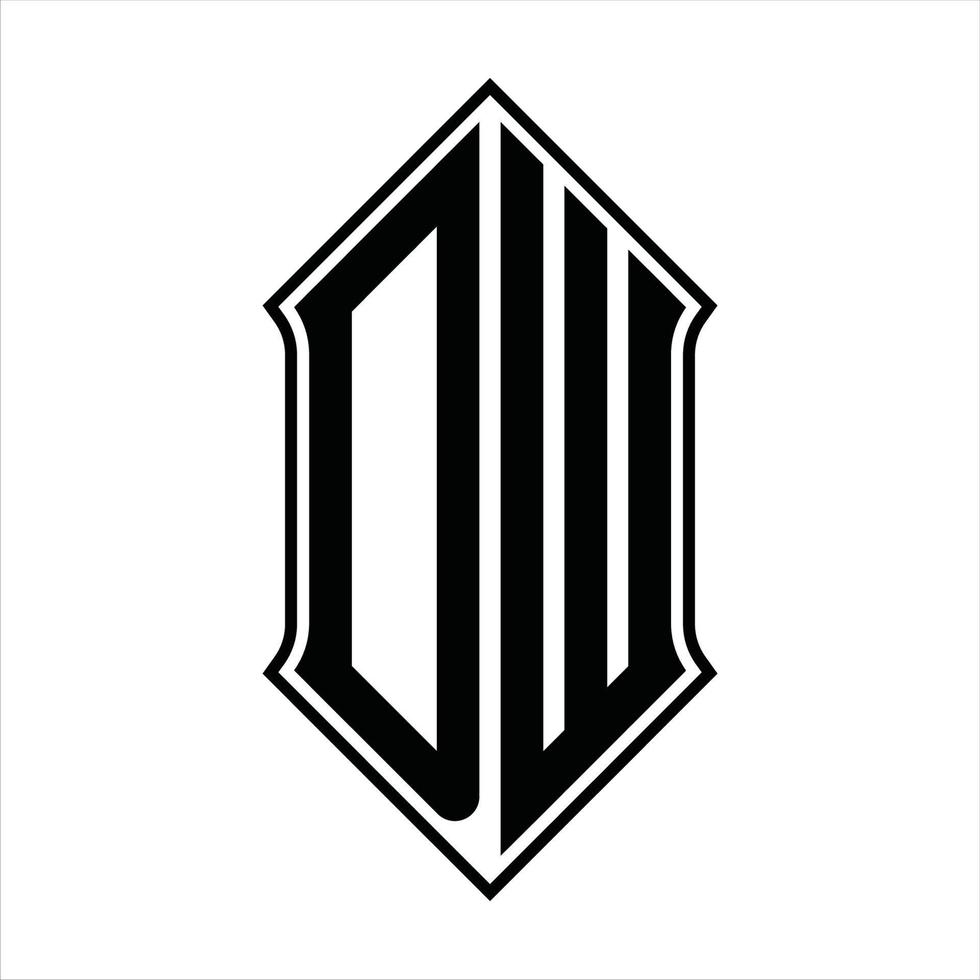 dw-Logo-Monogramm mit Schildform und Umriss-Design-Vorlage Vektorsymbol abstrakt vektor