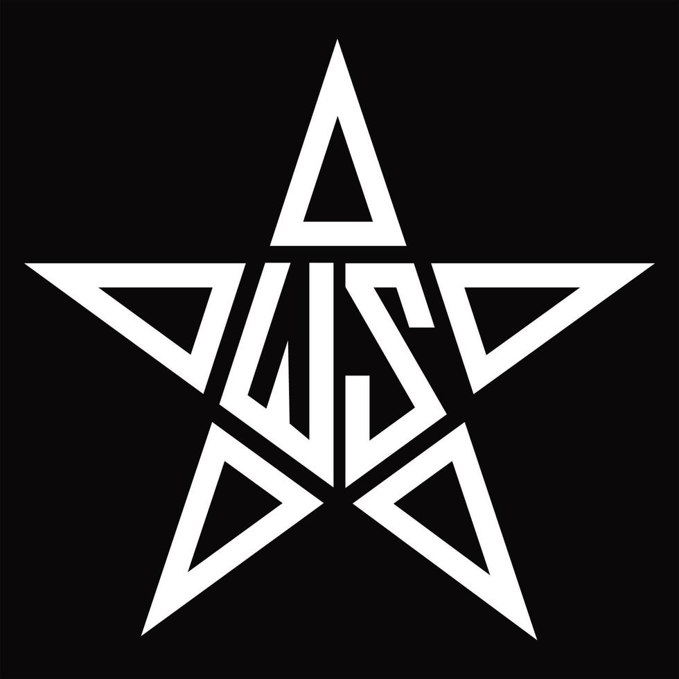 wz-Logo-Monogramm mit sternförmiger Designvorlage vektor