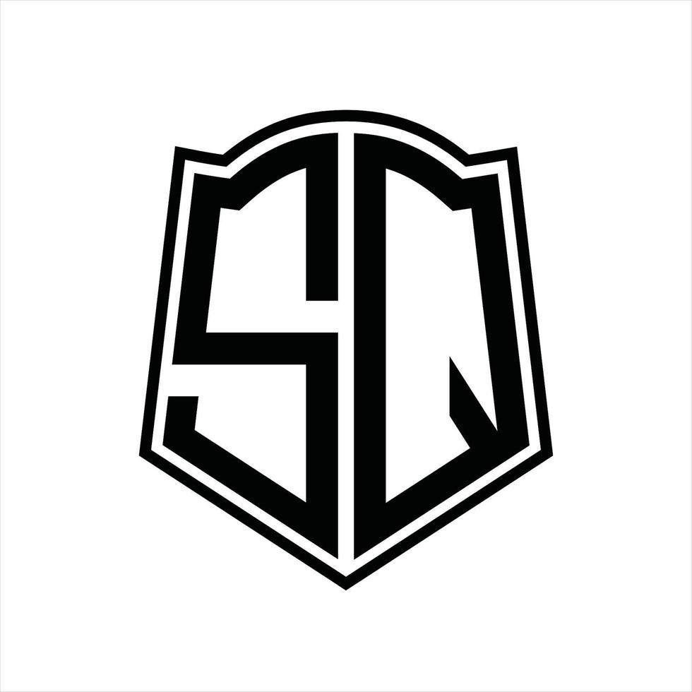 sq-Logo-Monogramm mit Schildform-Entwurfsvorlage vektor