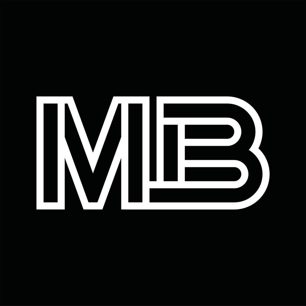 mb logotyp monogram med linje stil negativ Plats vektor