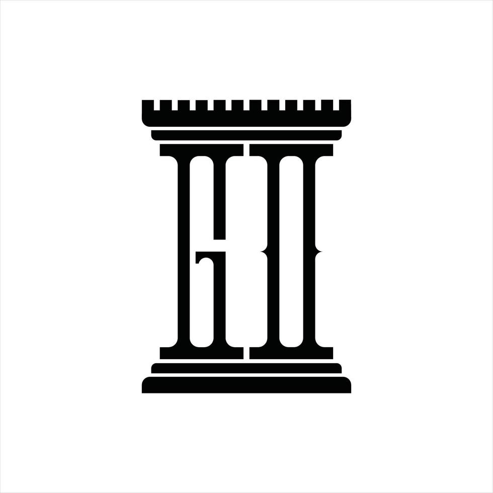 go logo monogramm mit säulenform designvorlage vektor