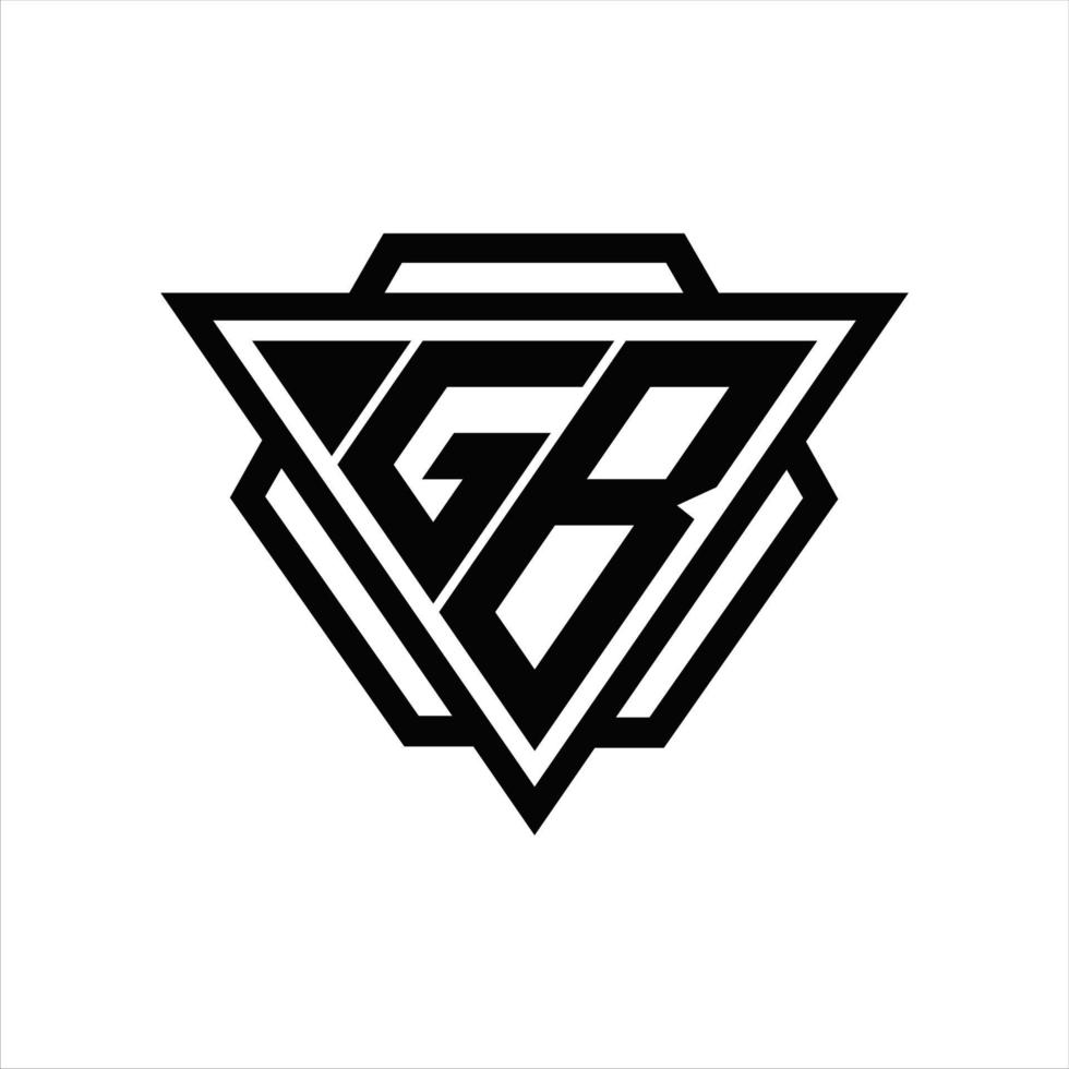 gb-logo-monogramm mit dreieck- und sechseckschablone vektor