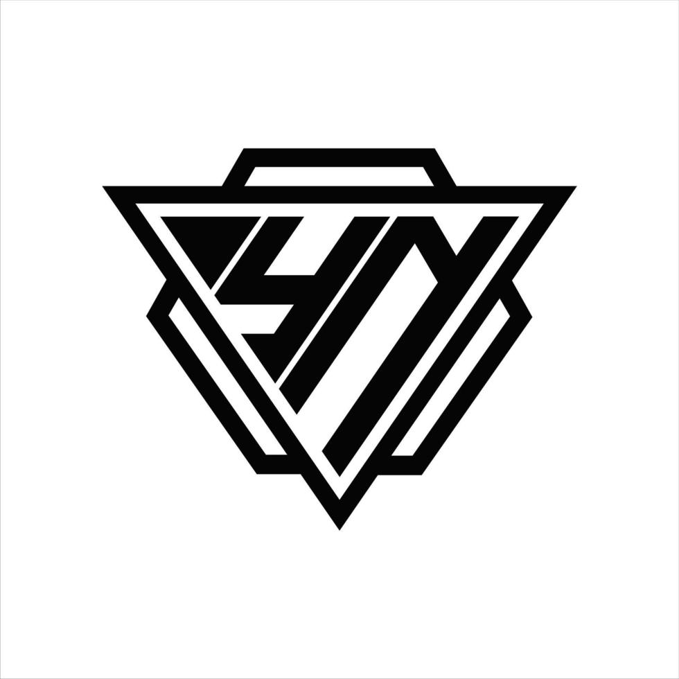 yn-logo-monogramm mit dreieck- und sechseckschablone vektor