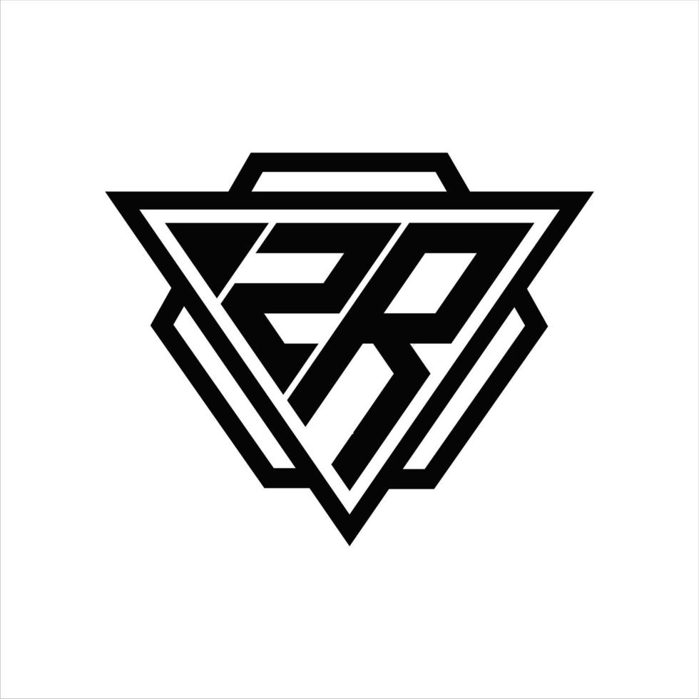zr logotyp monogram med triangel och sexhörning mall vektor