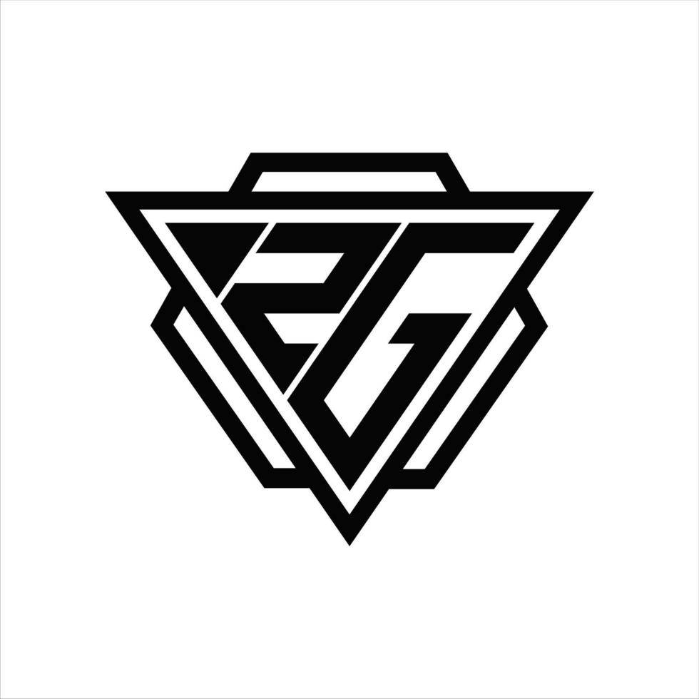 zg-Logo-Monogramm mit Dreieck und Sechseck-Vorlage vektor