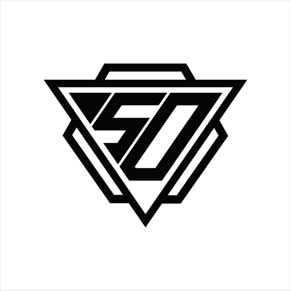 sd logotyp monogram med triangel och sexhörning mall vektor