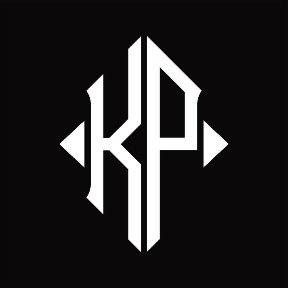 kp-Logo-Monogramm mit isolierter Designvorlage in Schildform vektor