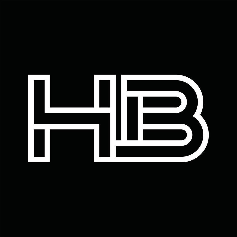 hb-Logo-Monogramm mit negativem Raum im Linienstil vektor