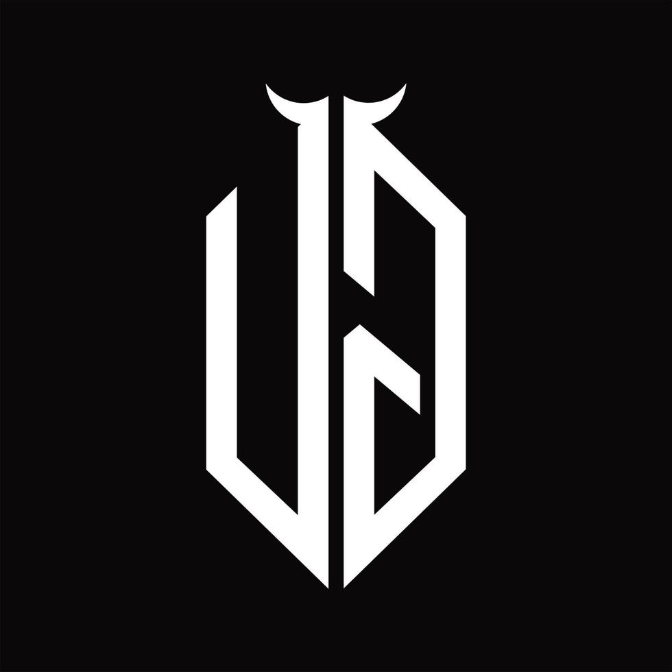 ug-Logo-Monogramm mit Hornform isolierte Schwarz-Weiß-Designvorlage vektor