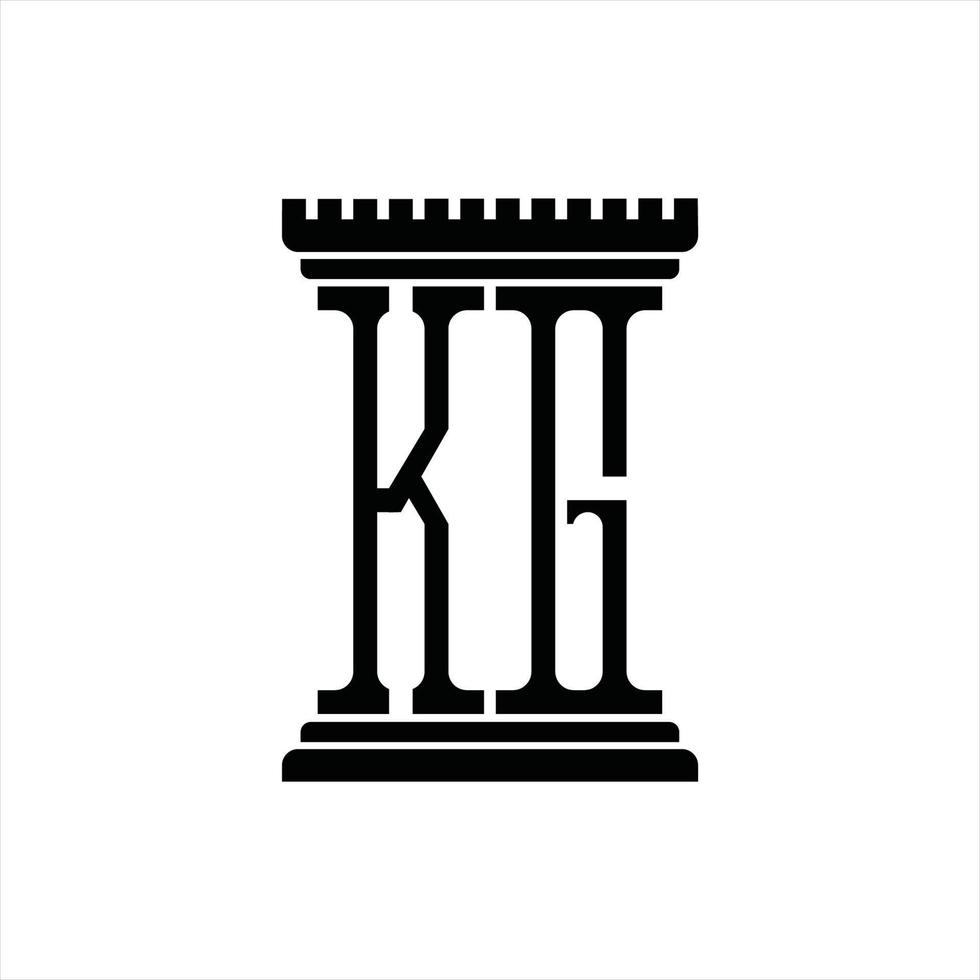 kg logotyp monogram med pelare form design mall vektor