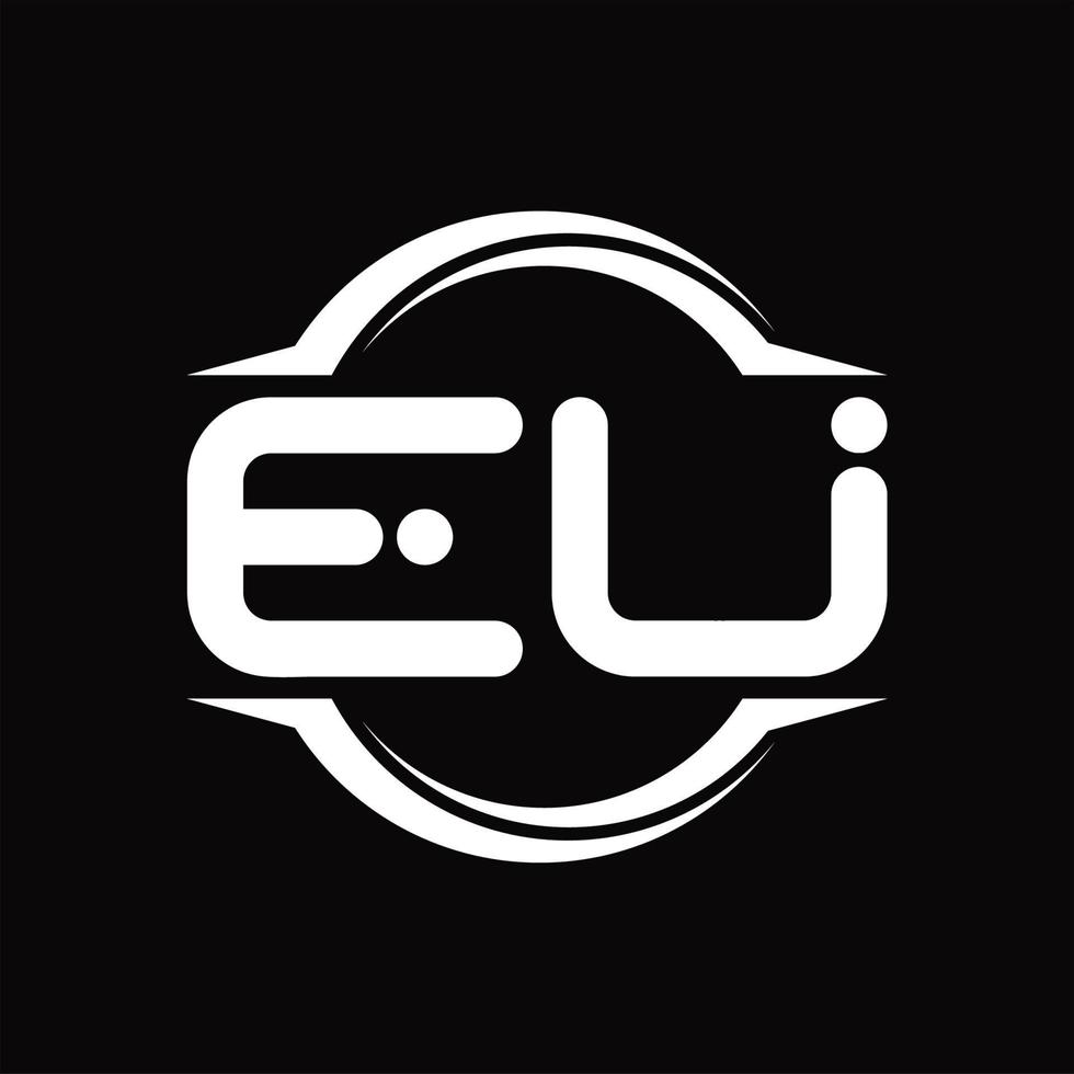 eu-logo-monogramm mit kreis abgerundeter scheibenform-designvorlage vektor