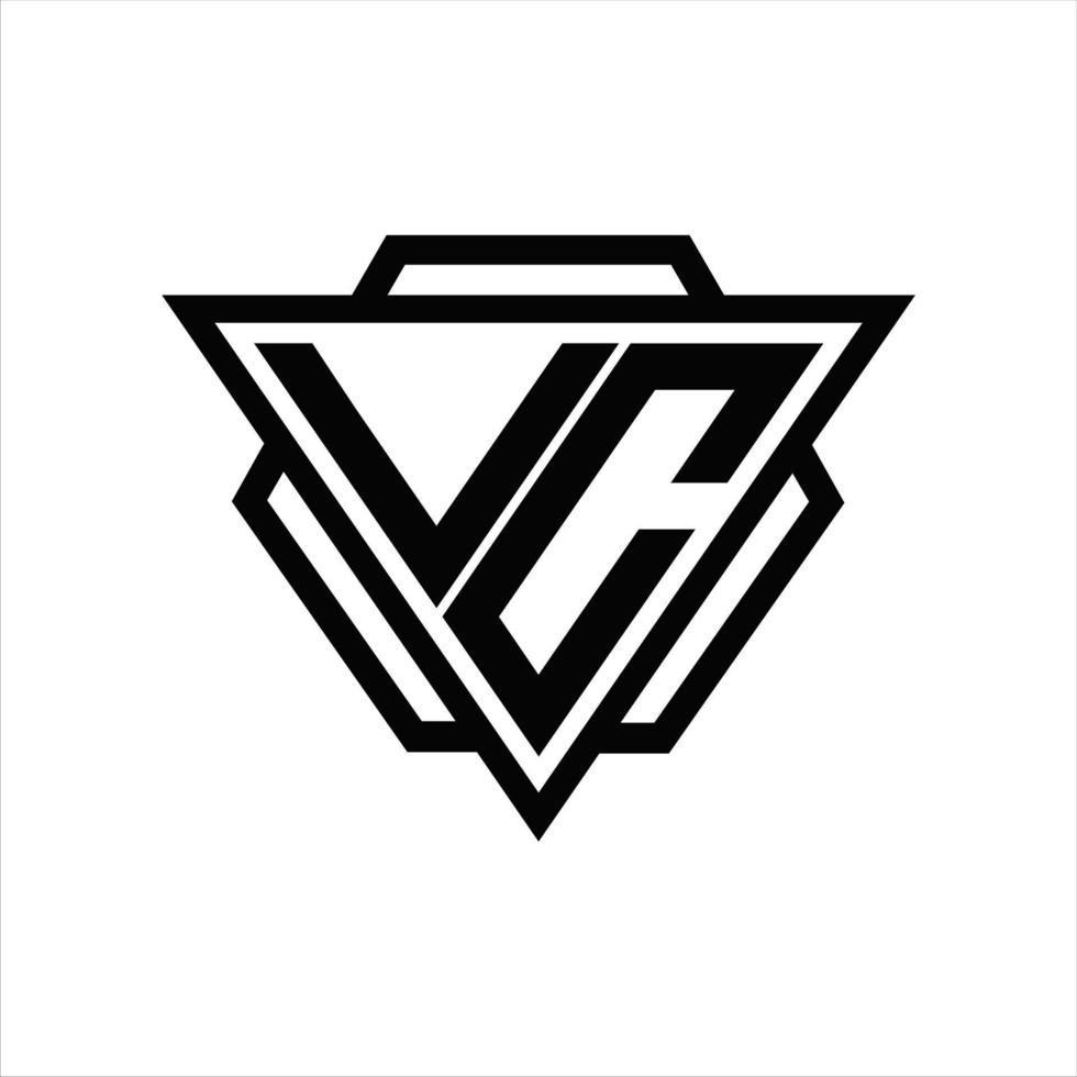 vc logotyp monogram med triangel och sexhörning mall vektor