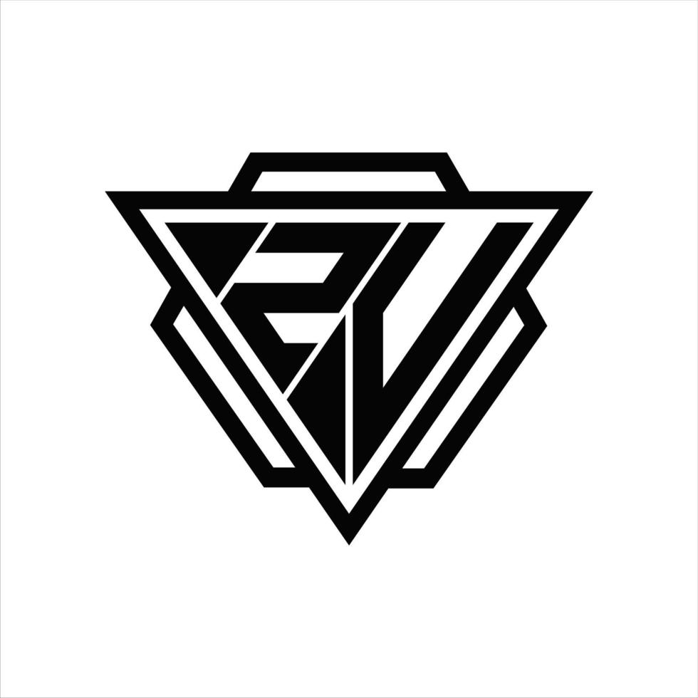 zv logotyp monogram med triangel och sexhörning mall vektor
