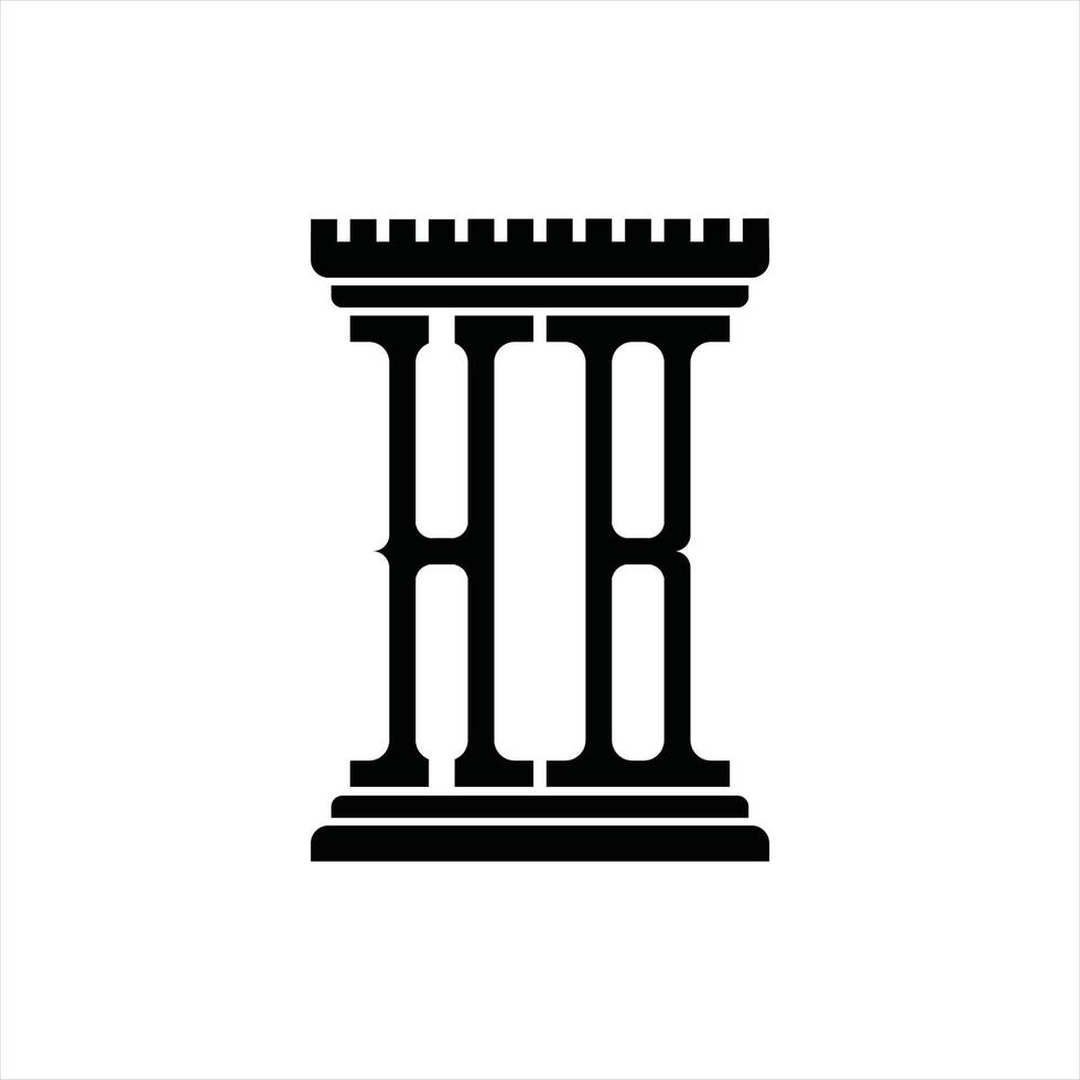 hb logotyp monogram med pelare form design mall vektor