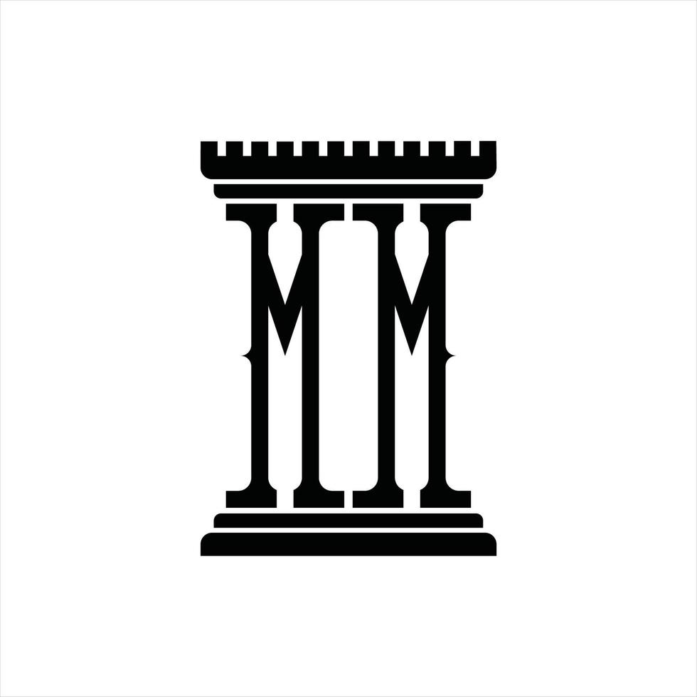 mm logotyp monogram med pelare form design mall vektor