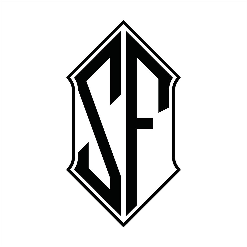 zf-Logo-Monogramm mit Schildform und Umriss-Design-Vorlage Vektorsymbol abstrakt vektor