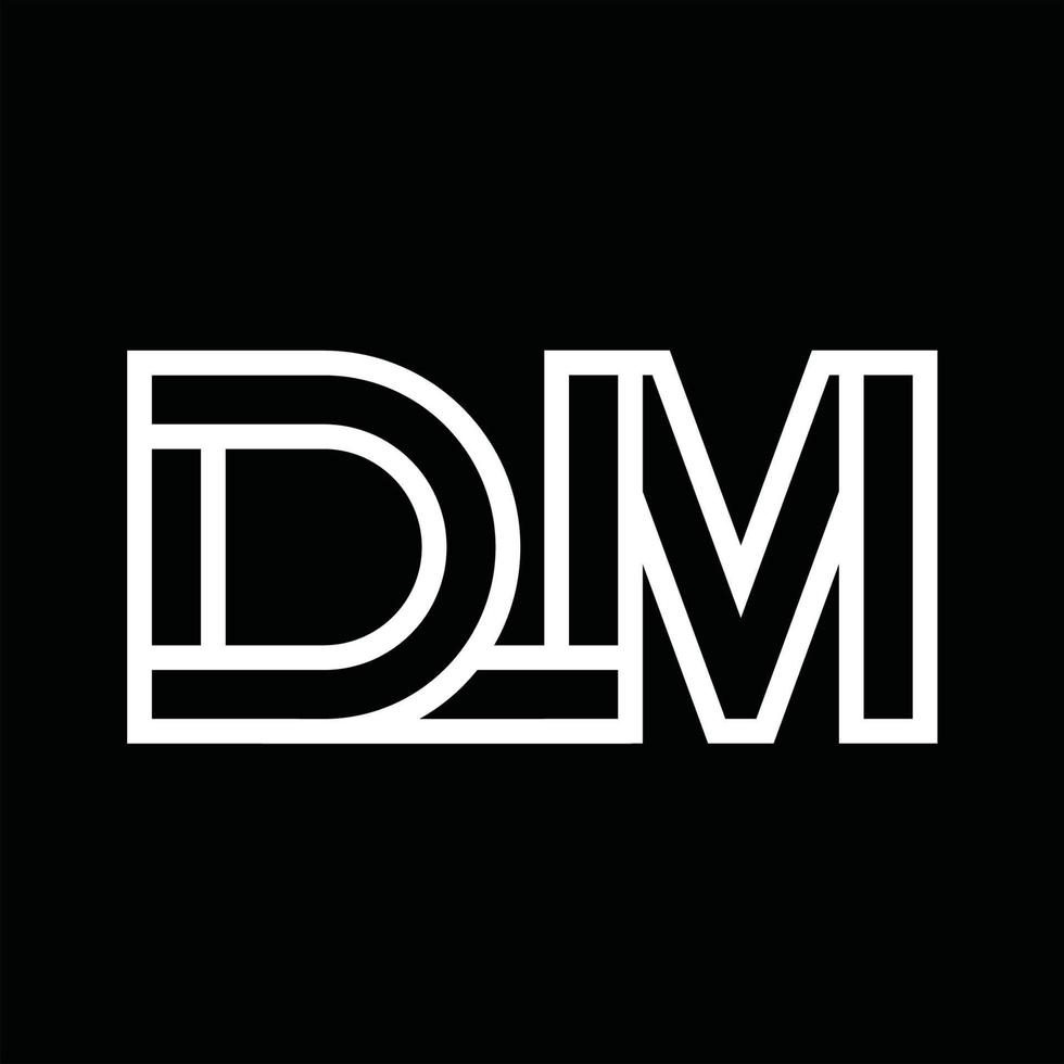 dm-Logo-Monogramm mit negativem Raum im Linienstil vektor