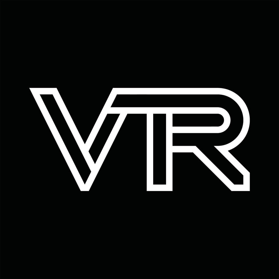 vr-Logo-Monogramm mit negativem Raum im Linienstil vektor