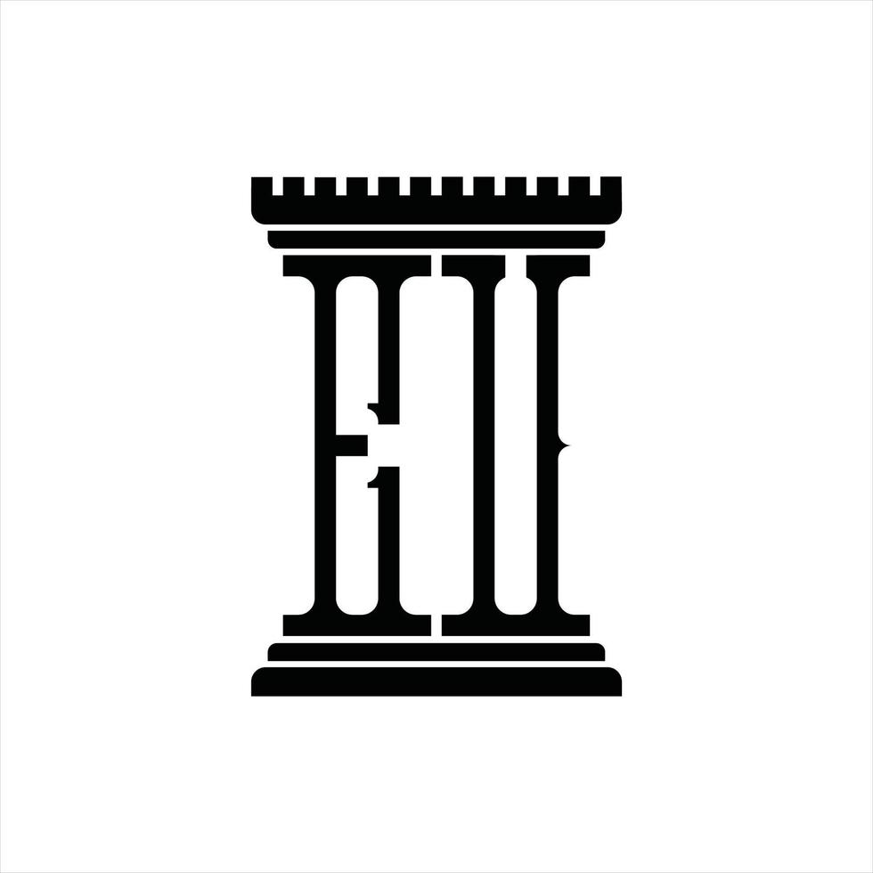 eu-logo-monogramm mit säulenform-designvorlage vektor