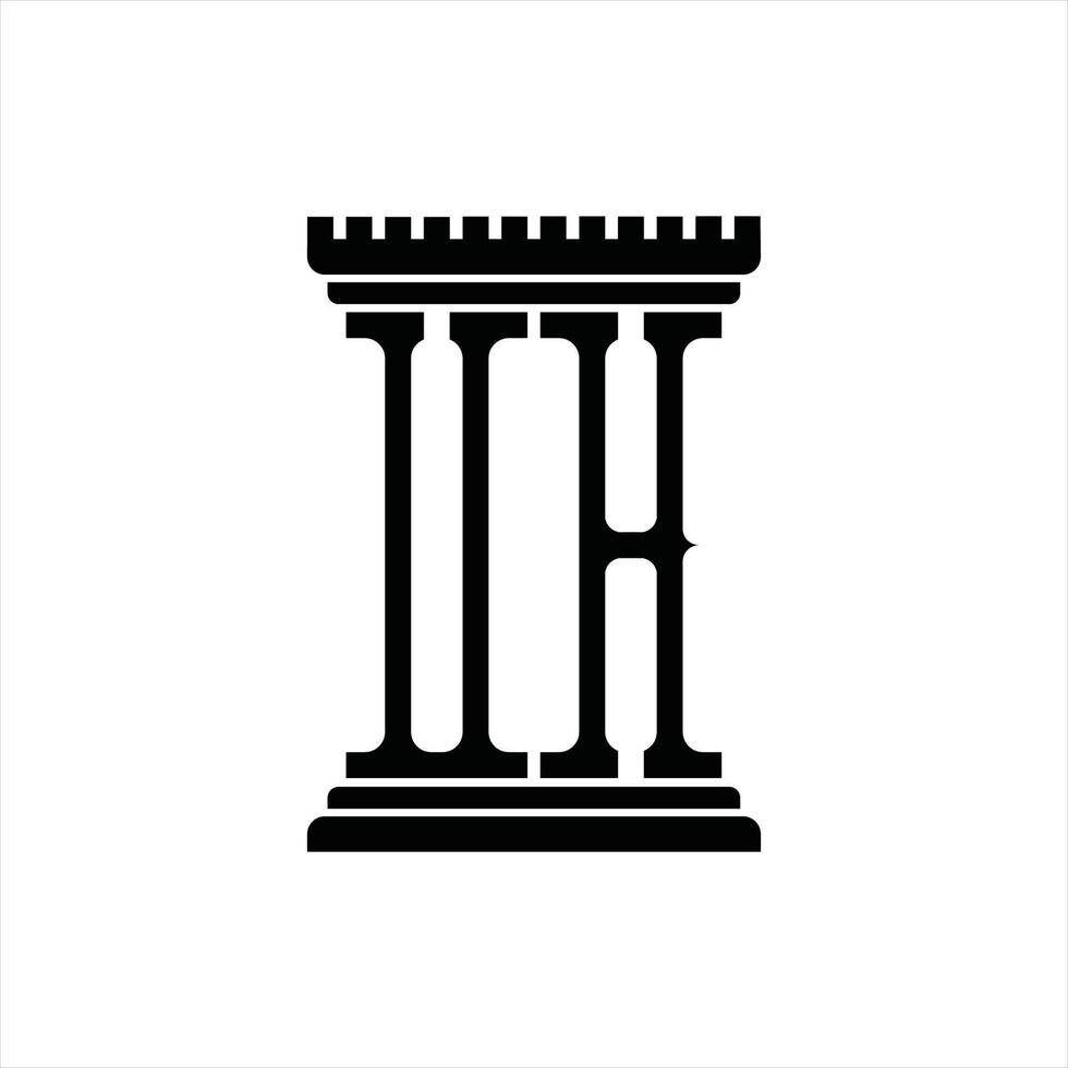 uh logo monogramm mit säulenform designvorlage vektor