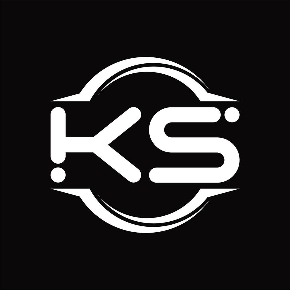 ks-Logo-Monogramm mit Kreis abgerundeter Scheibenform-Designvorlage vektor