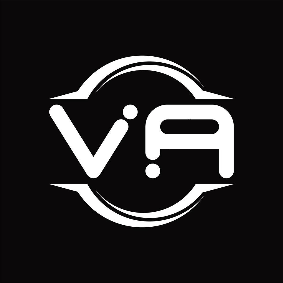 va-logo-monogramm mit kreis abgerundeter scheibenform-designvorlage vektor