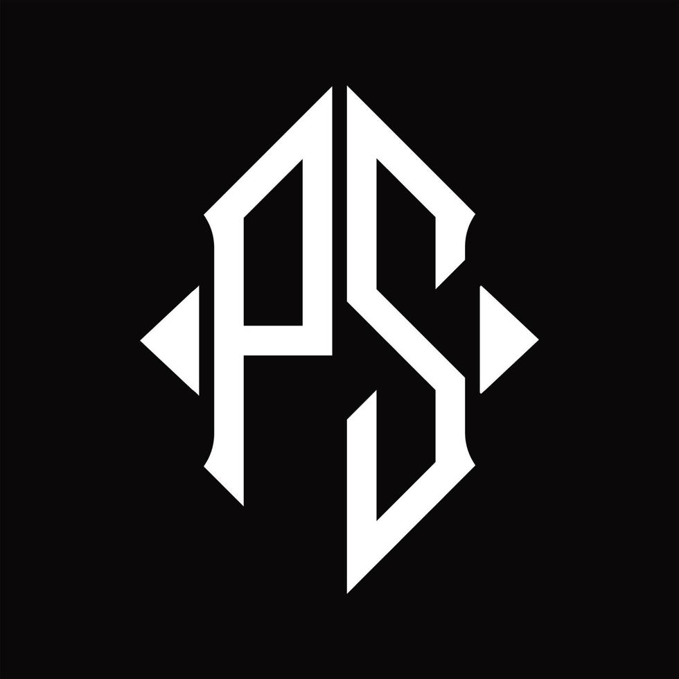 ps logotyp monogram med skydda form isolerat design mall vektor