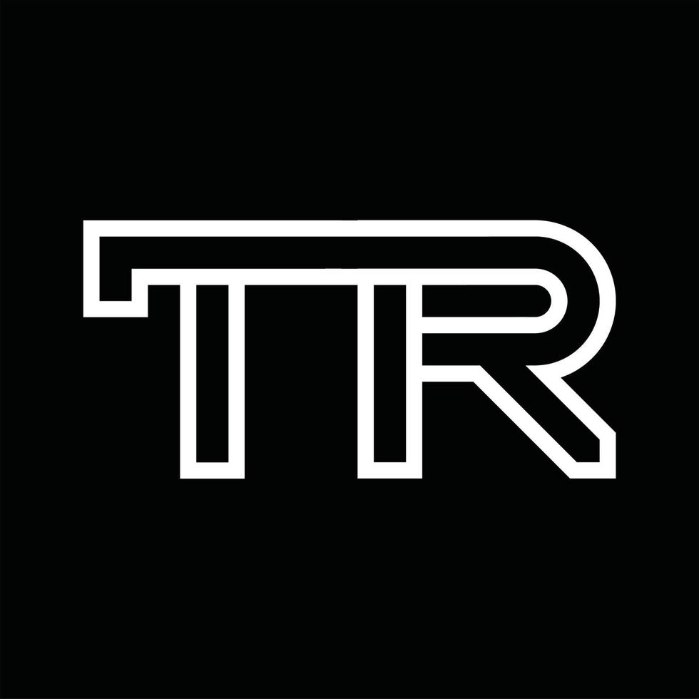 tr-logo-monogramm mit negativem raum im linienstil vektor
