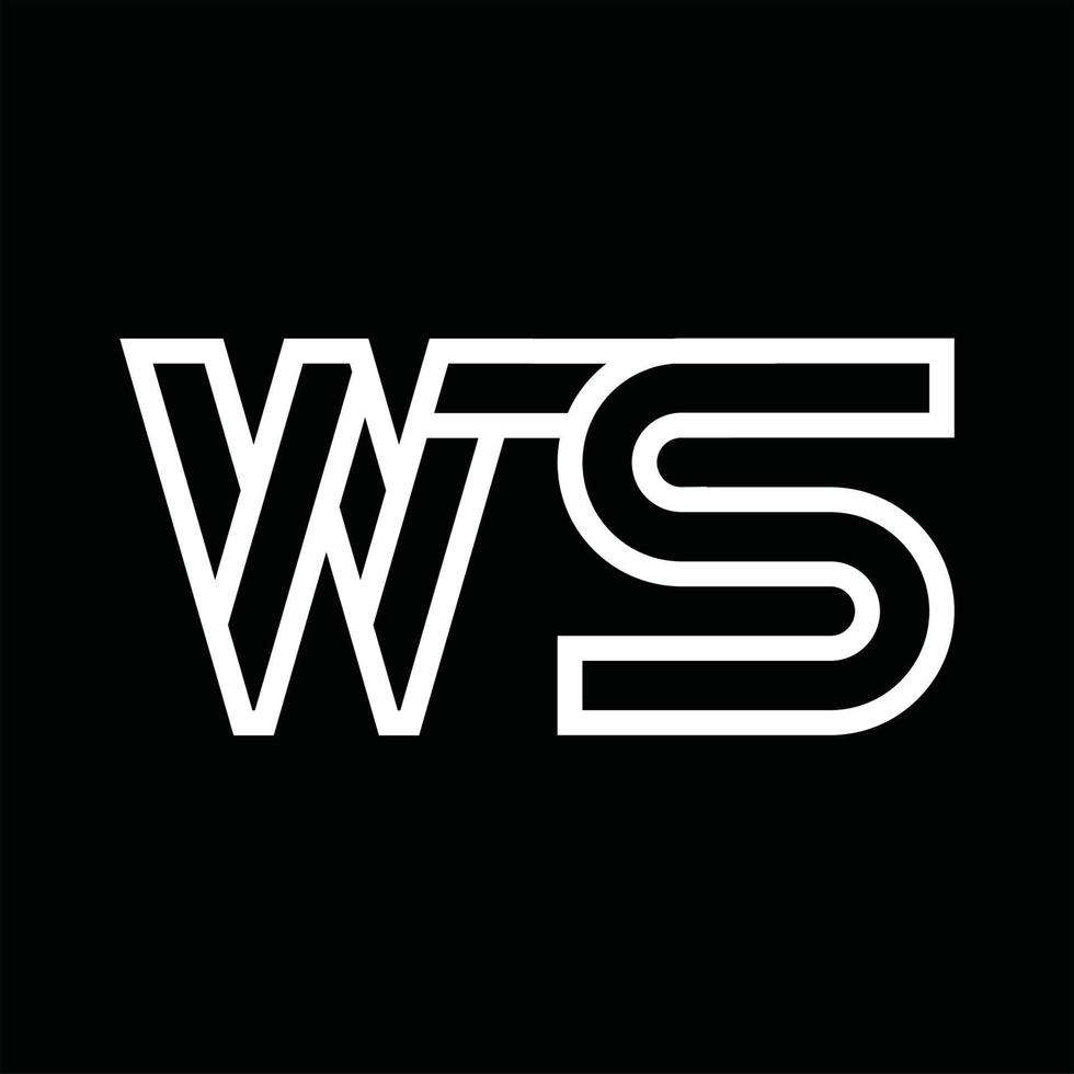 ws-Logo-Monogramm mit negativem Raum im Linienstil vektor