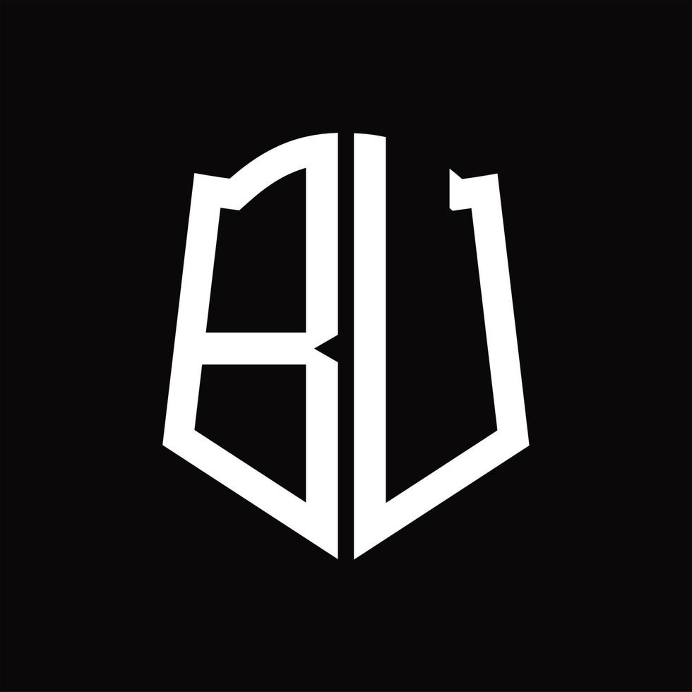 Bu-Logo-Monogramm mit Band-Design-Vorlage in Schildform vektor