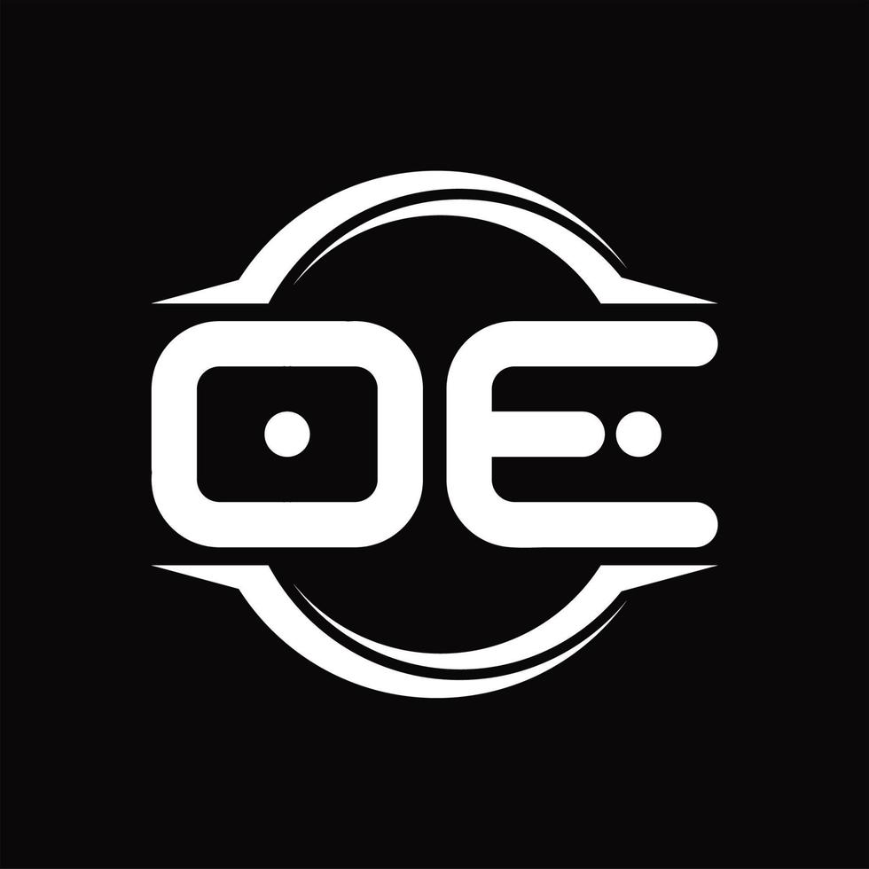oe-Logo-Monogramm mit Kreis abgerundeter Scheibenform-Designvorlage vektor
