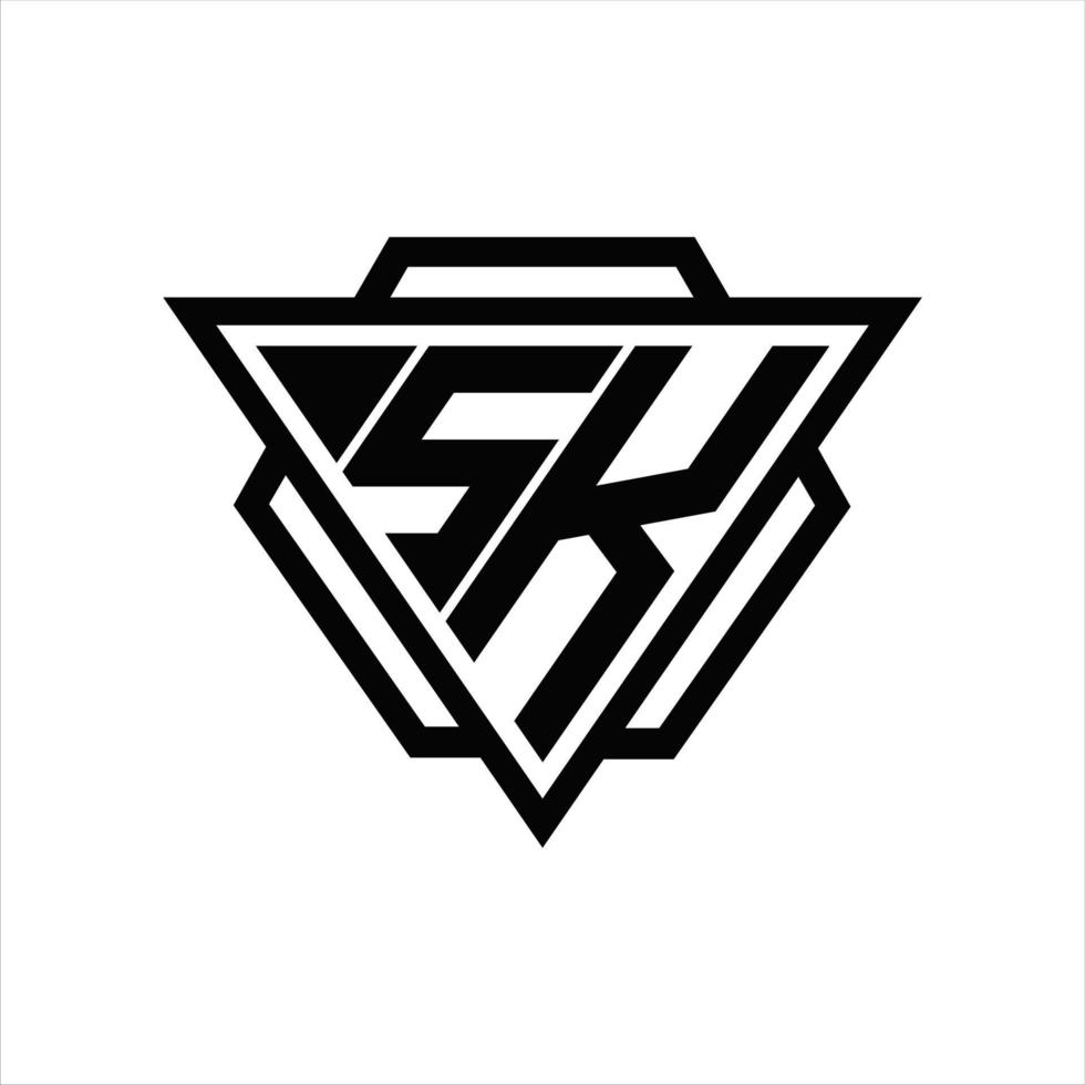 sk-Logo-Monogramm mit Dreieck und Sechseck-Vorlage vektor