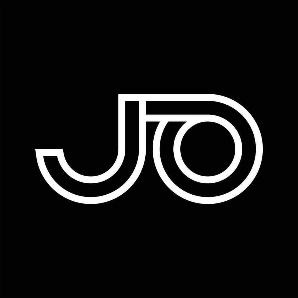 jo-logo-monogramm mit negativem raum im linienstil vektor