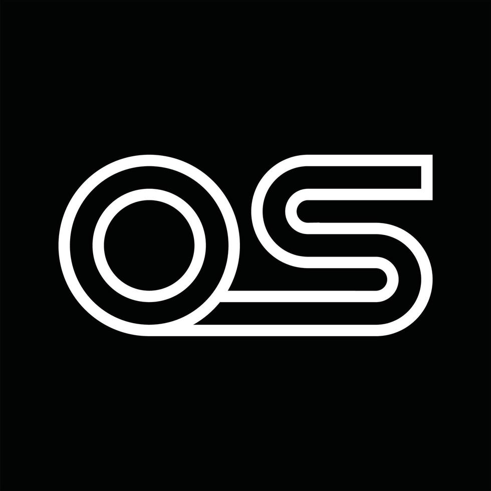 OS-Logo-Monogramm mit negativem Raum im Linienstil vektor