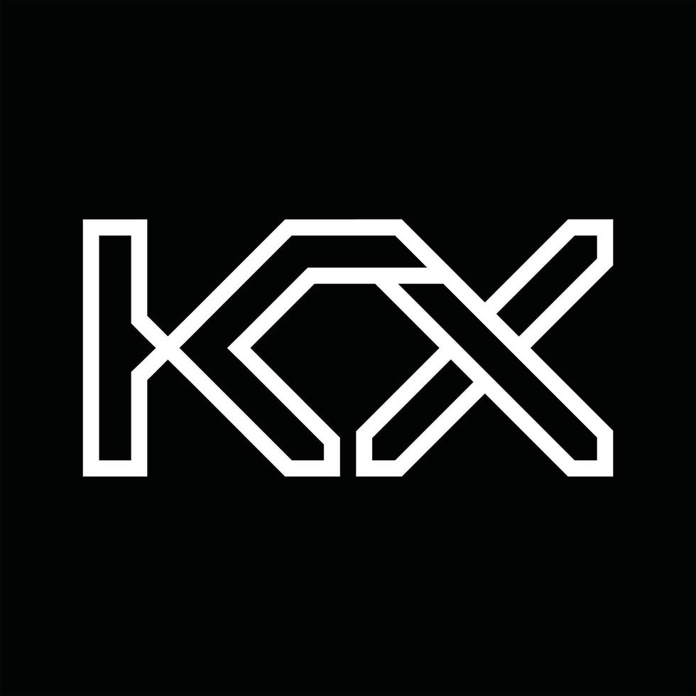 kx-Logo-Monogramm mit negativem Raum im Linienstil vektor