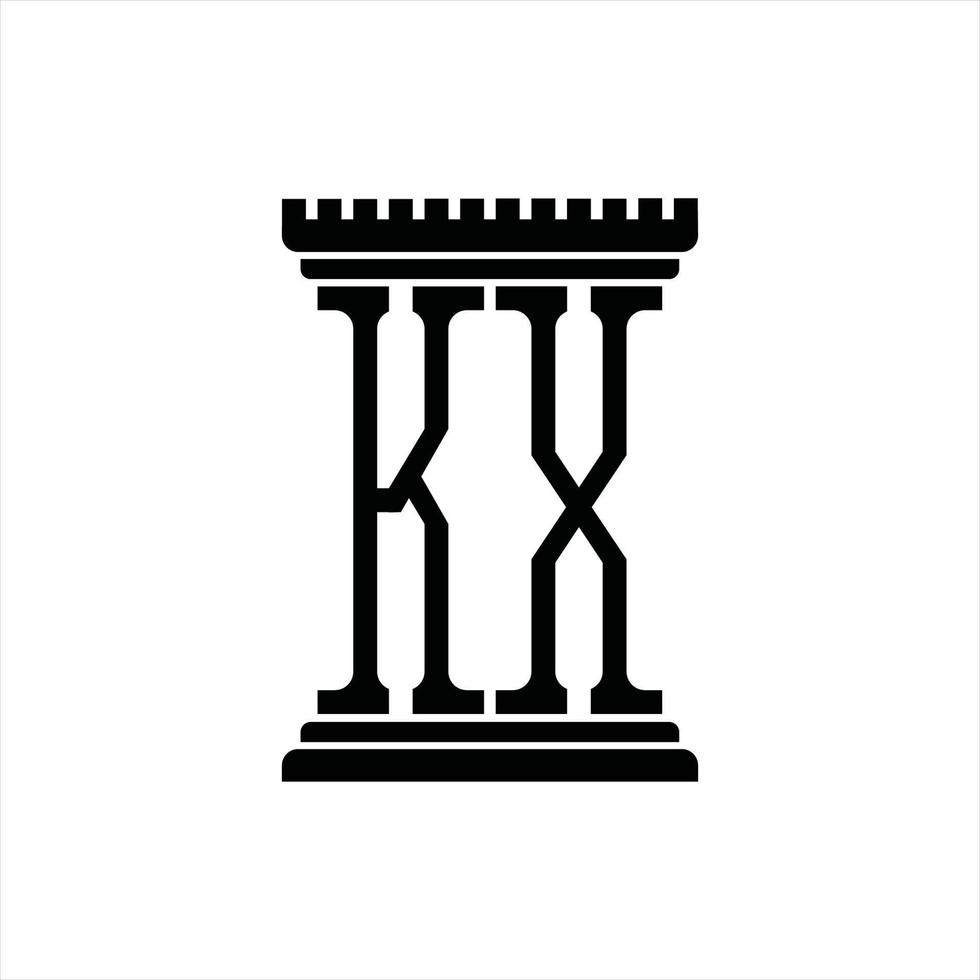 kx-Logo-Monogramm mit Designvorlage in Säulenform vektor