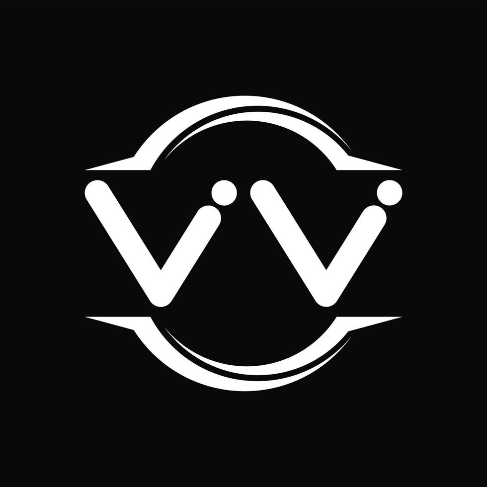 vv-Logo-Monogramm mit Kreis abgerundeter Scheibenform-Designvorlage vektor