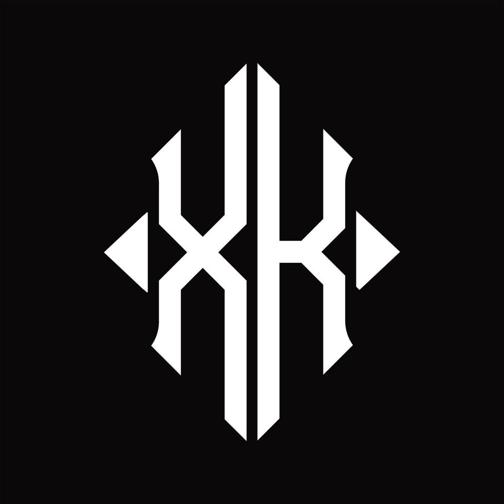 xk-Logo-Monogramm mit isolierter Designvorlage in Schildform vektor