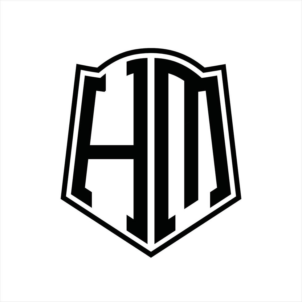 hm-Logo-Monogramm mit schildförmiger Entwurfsvorlage vektor