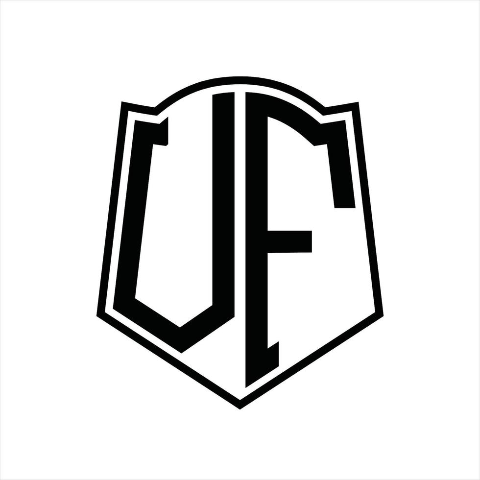 vf logotyp monogram med skydda form översikt design mall vektor