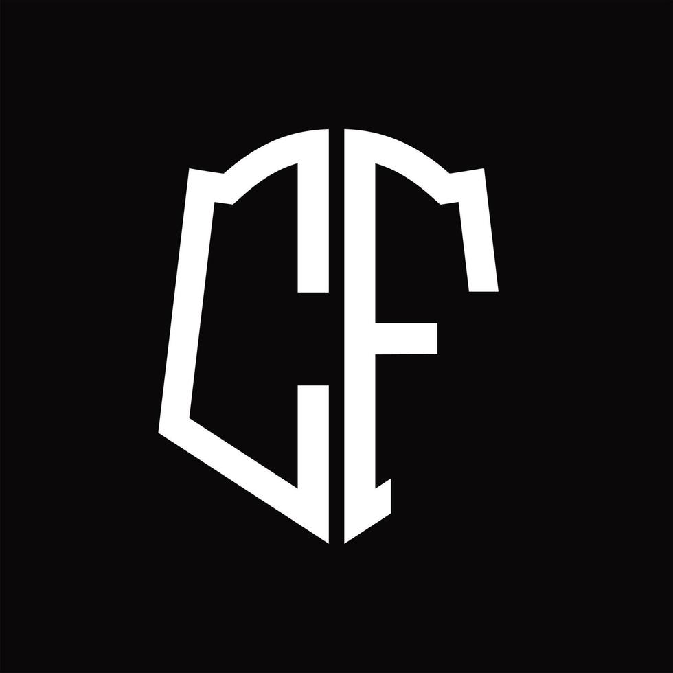 cf-Logo-Monogramm mit Band-Design-Vorlage in Schildform vektor