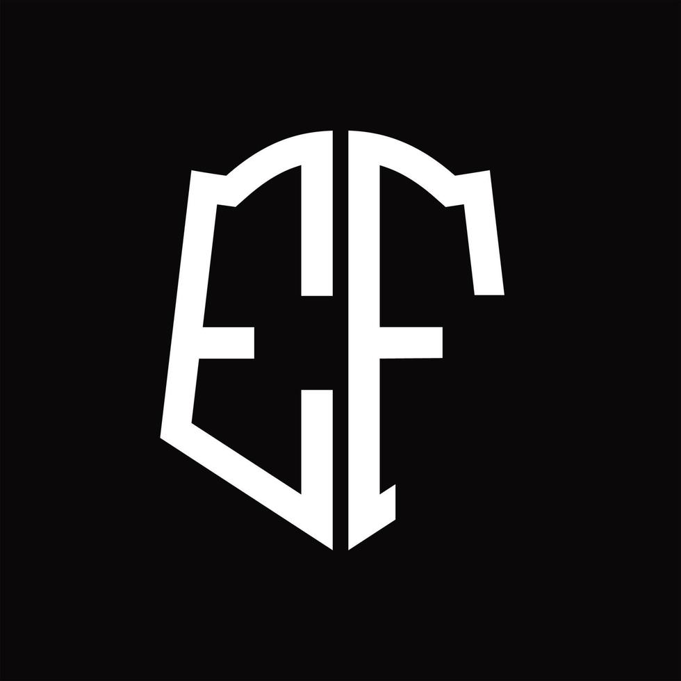 ef-Logo-Monogramm mit Band-Design-Vorlage in Schildform vektor