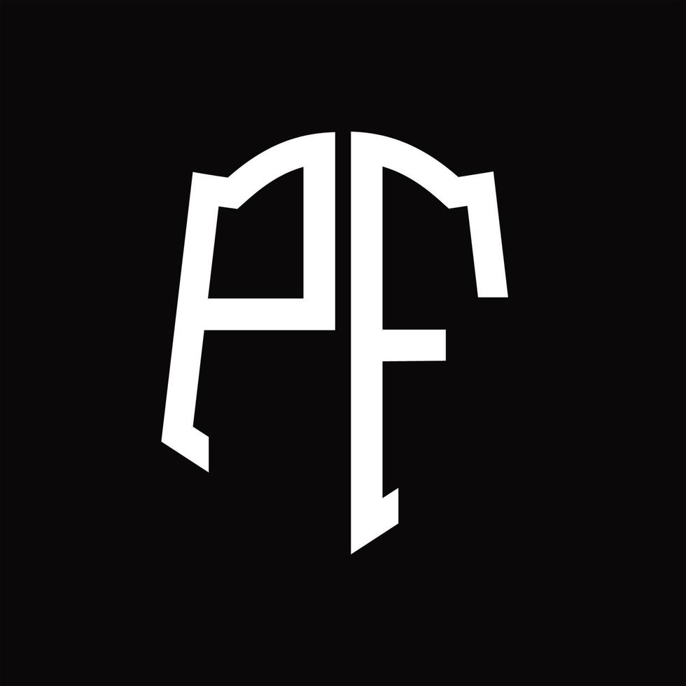 pf-Logo-Monogramm mit Band-Design-Vorlage in Schildform vektor
