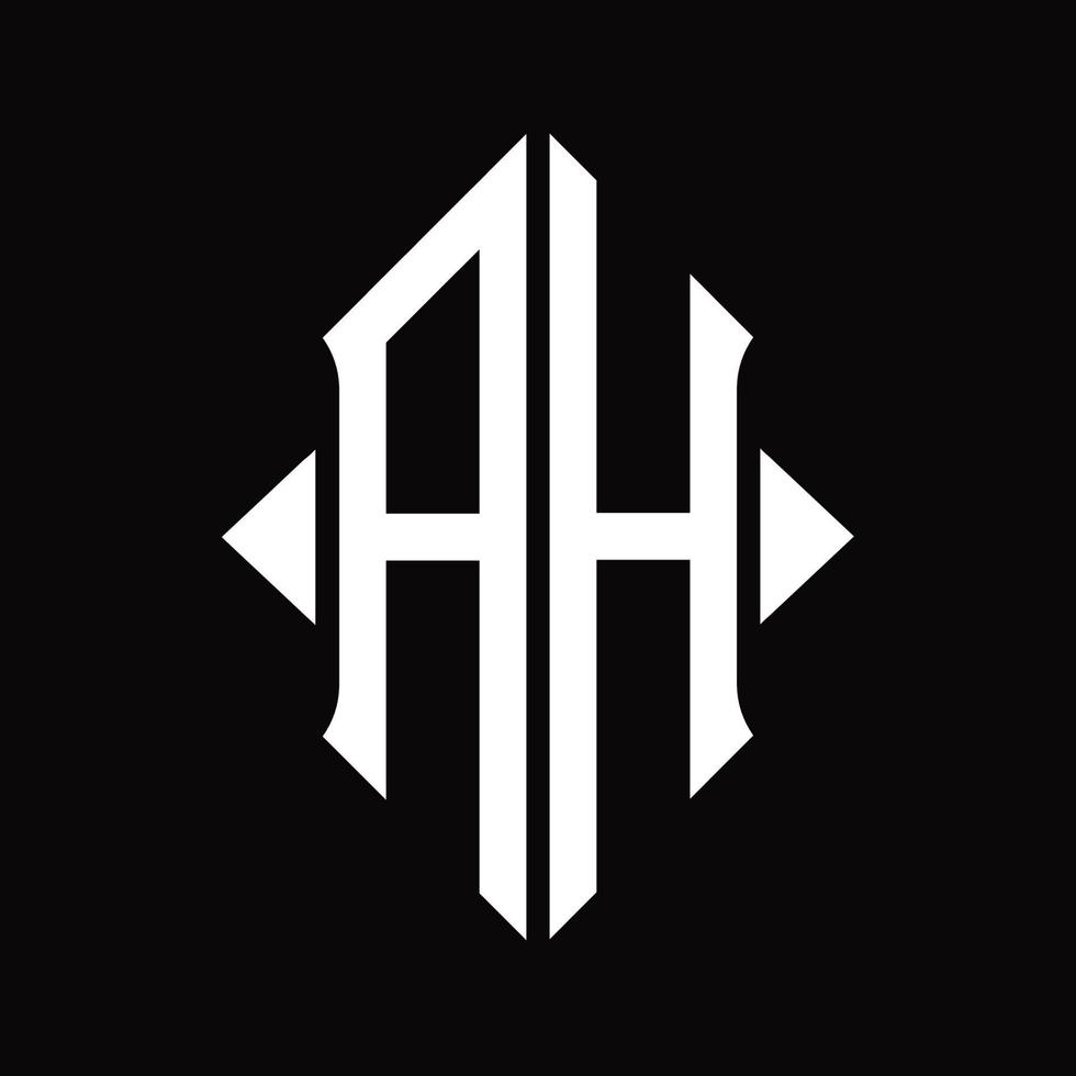 ah-Logo-Monogramm mit isolierter Designvorlage in Schildform vektor