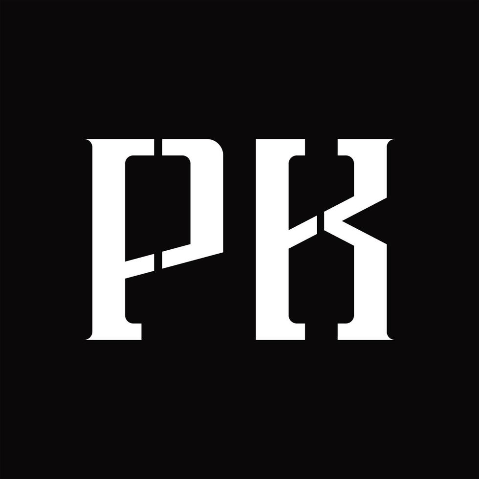 pk logotyp monogram med mitten skiva design mall vektor