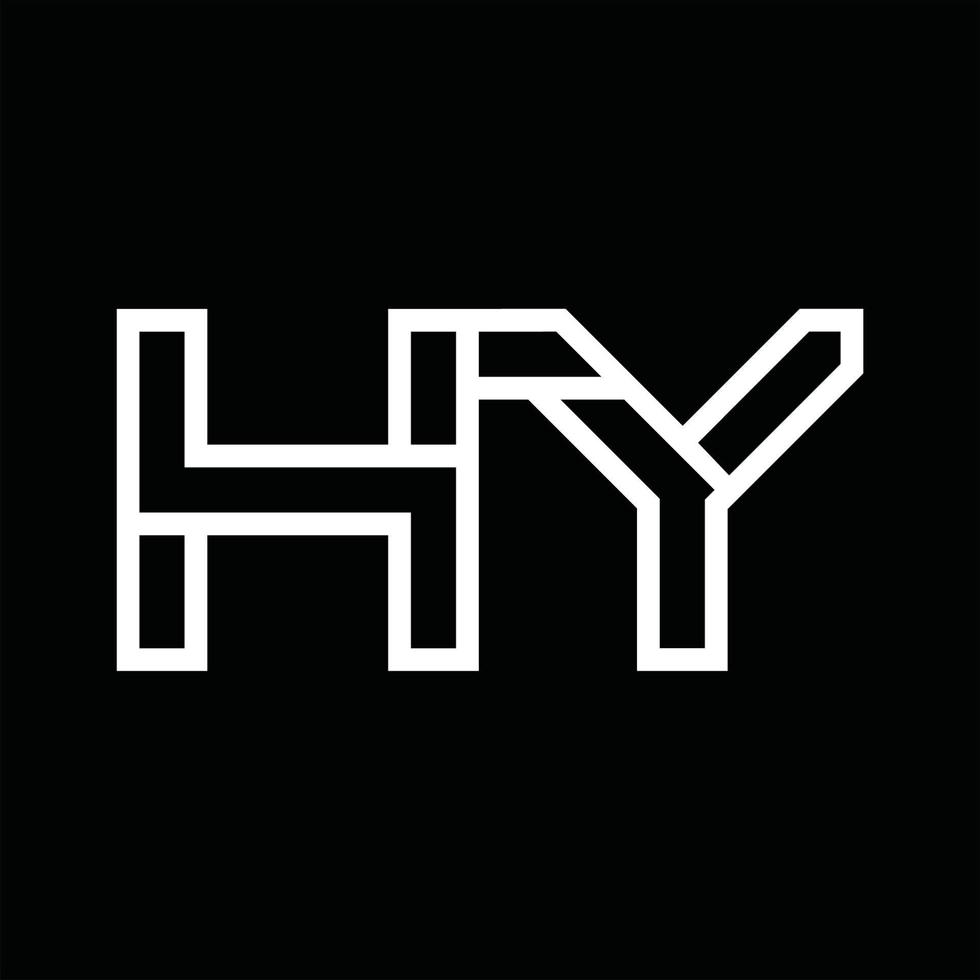 Hy-Logo-Monogramm mit negativem Raum im Linienstil vektor