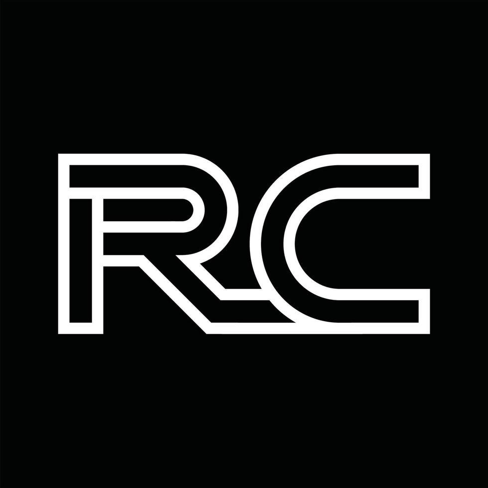 rc-logo-monogramm mit negativem raum im linienstil vektor