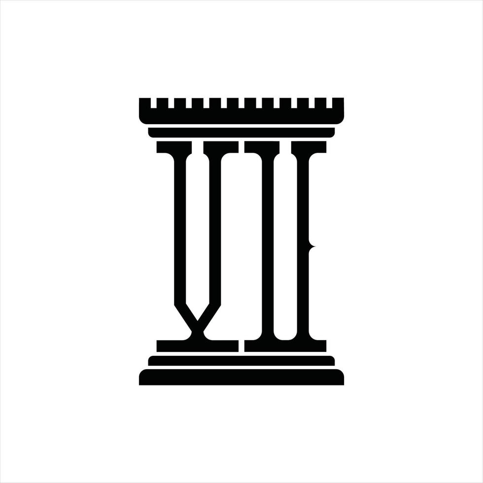 Vu-Logo-Monogramm mit Designvorlage in Säulenform vektor