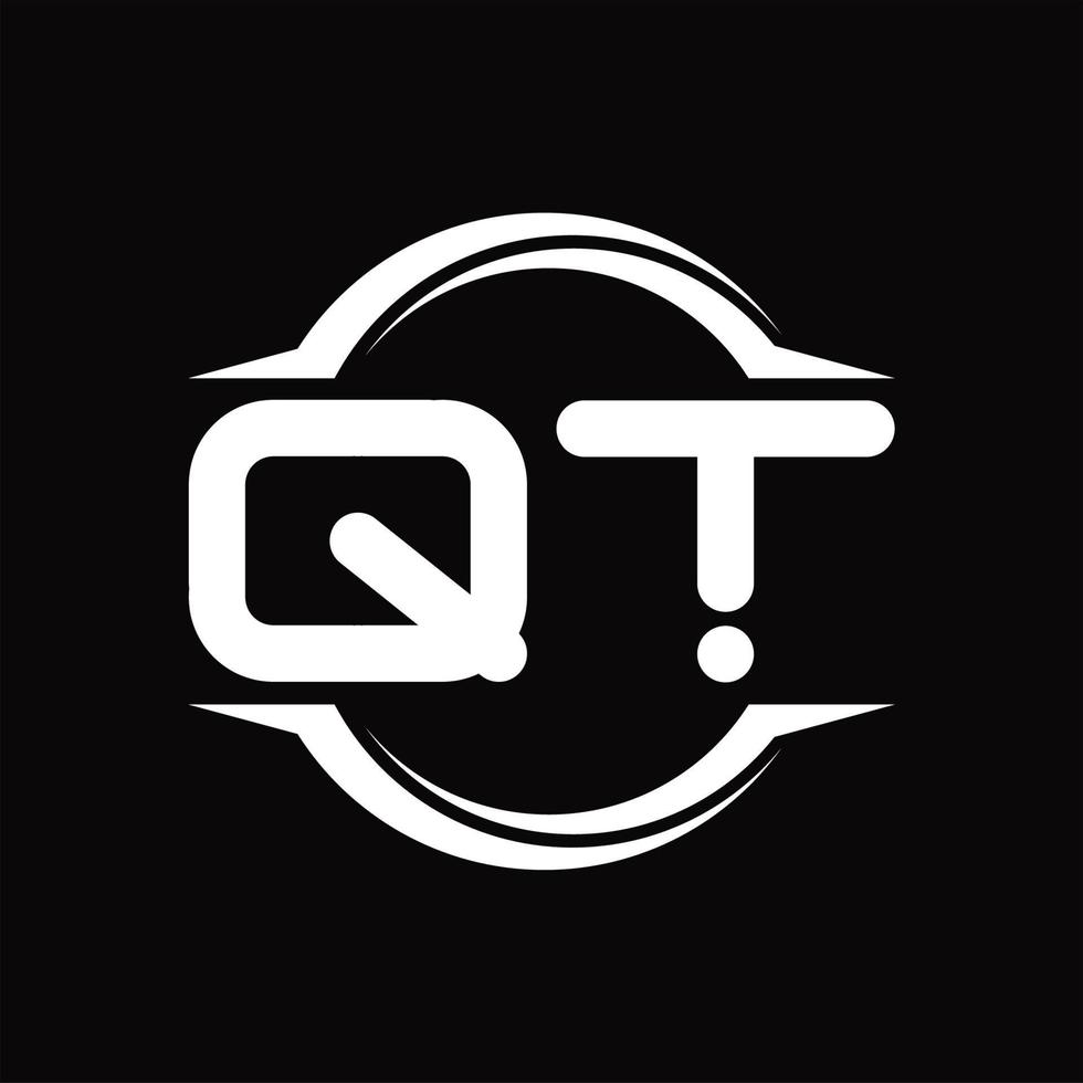 qt-Logo-Monogramm mit Kreis abgerundeter Scheibenform-Designvorlage vektor