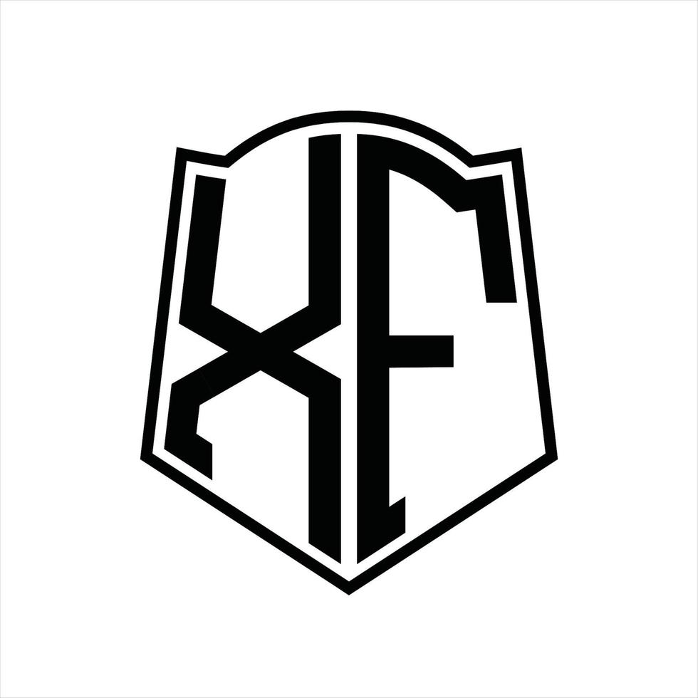 xf-Logo-Monogramm mit Schildform-Entwurfsvorlage vektor